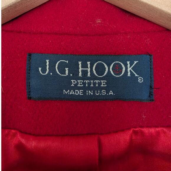 Vintage J.G. Hook Red Double Breasted Wool Coat Union Made Petites - Picture 9 of 12
